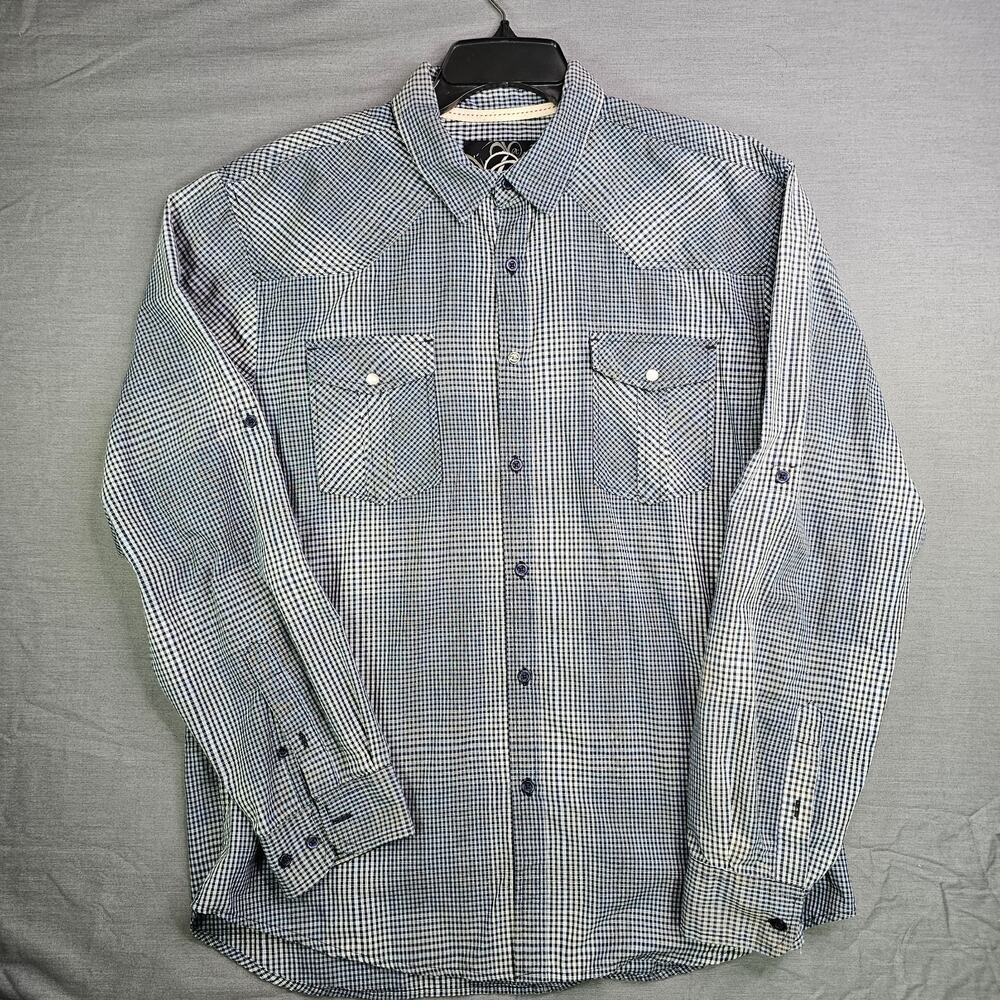 Western Drill Clothing Company Pearl Snap Shirt Sz XL Blue/White Plaid